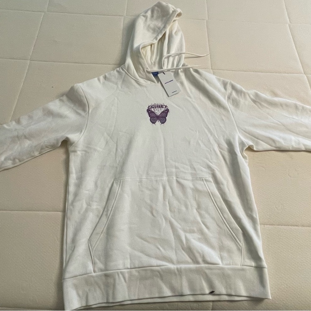 Jack & Jones Cream Hoodie with Purple Graphic - Picture 4 of 8